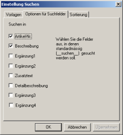 Suche - Optionen