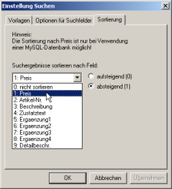 Suche - Sortierung